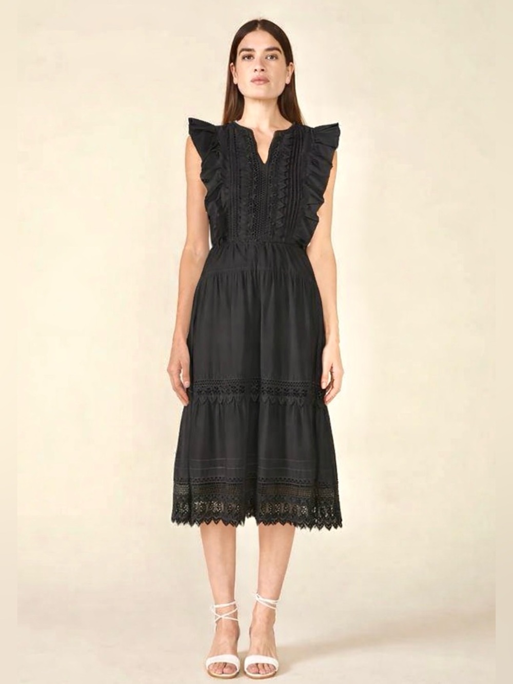 St. Roche Lux Lace Tiered Midi Dress NWT Size 2 Cotragecore Boho Romantic